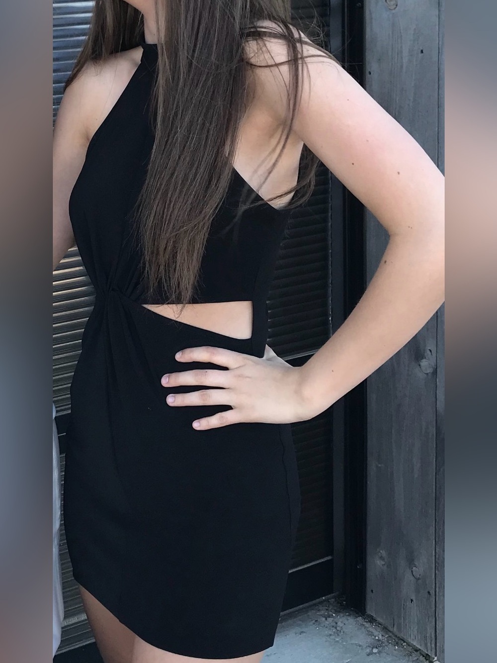 MYSTIC LOS ANGELES BLACK MINI HIGH NECK DRESS SIZE SMALL